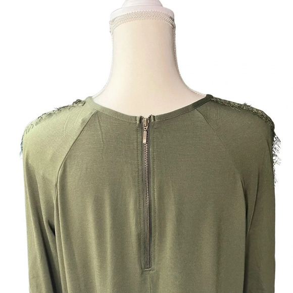 Garnet Hill (NWT) Olive Green Luna Lace-Inset Knit Dress Size Medium - Picture 6 of 11